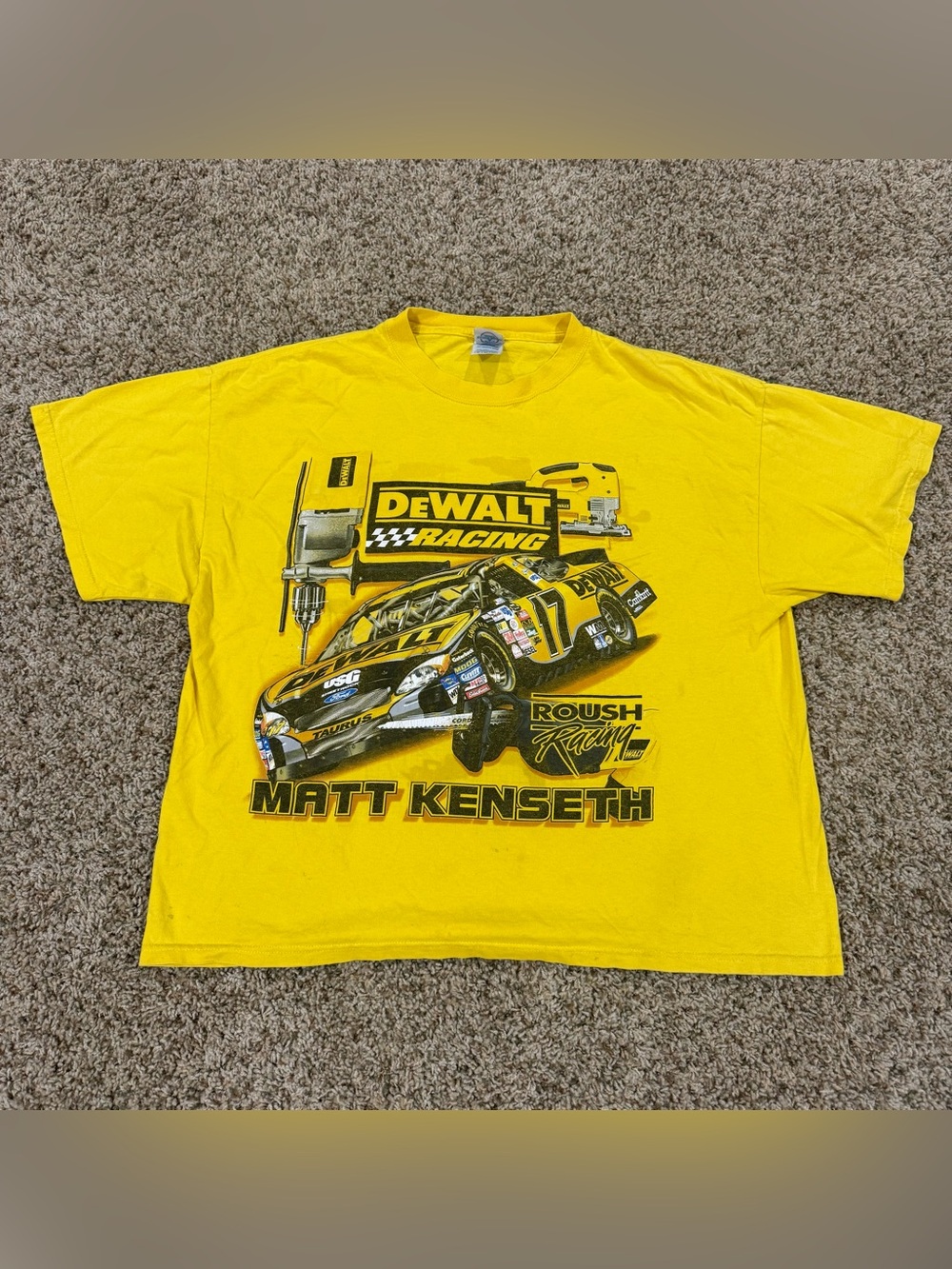 Y2K Dewalt Racing NASCAR Matt Kenseth #17 Big Car Graphic Shirt Sz.XL